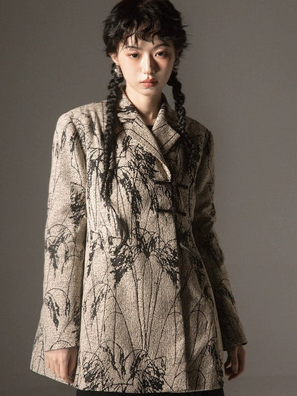 Jacquard A-Line-Jacke im chinesischen Stil