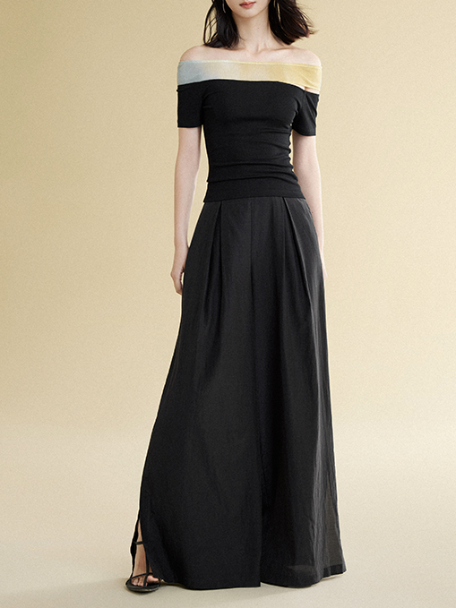 Straight Split Wide-leg Pants