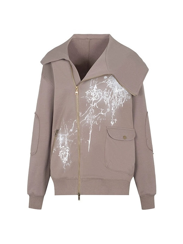 Asymmetrical Loose Zippe Sweat Jacket