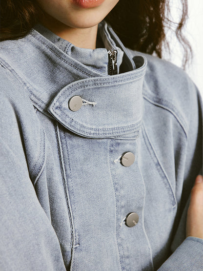 Denim Pleated Doll Jacket