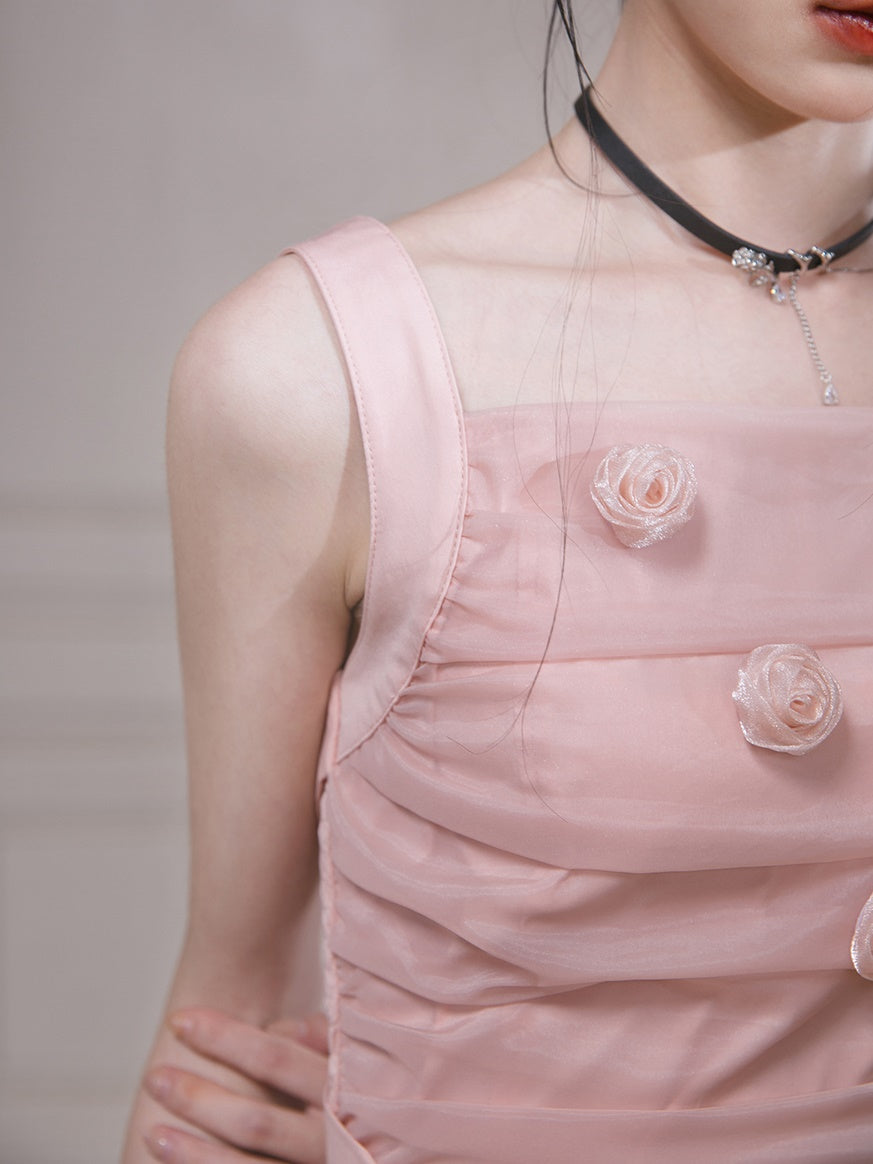 Patchwork Rose Flower Suspender Dress