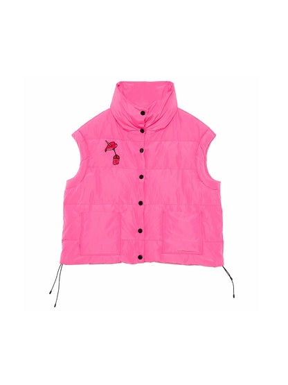 Lily Embroidery Stand Collar Down Vest