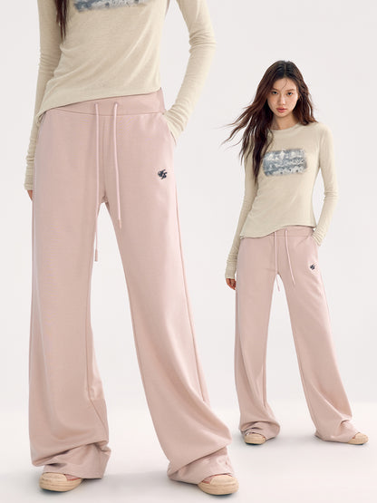 Casual Drawstring Simple Flare Loose-Pants