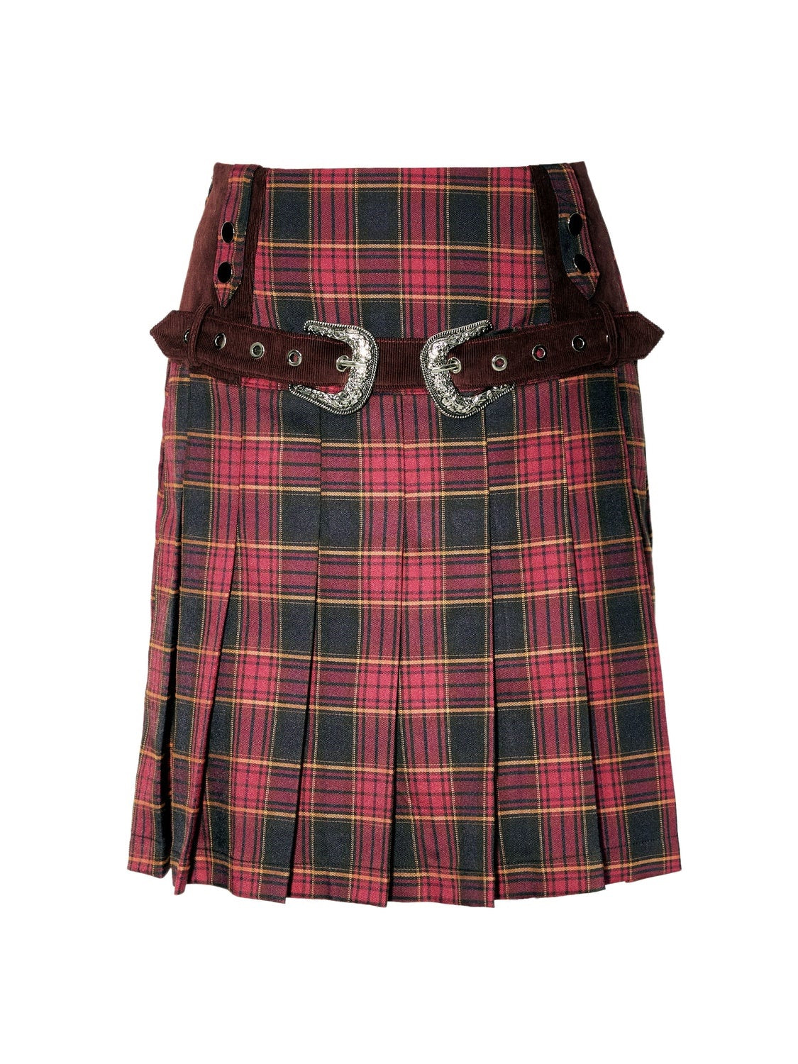 Plaid Stitching Strip Design Short Padded Jacket &amp; Pleated Skirt