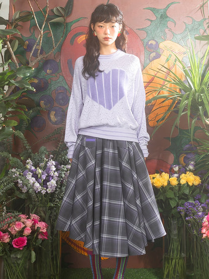 Plaid Irregular Hem A-line Mid-length Skirt