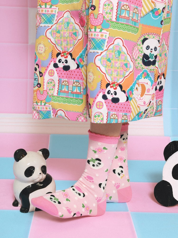 Cartoon Colorful Panda Mid-calf Socks Set