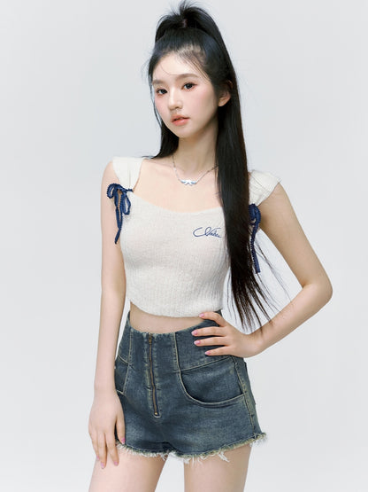 Ribbon Tight Cropped Summer-Knit