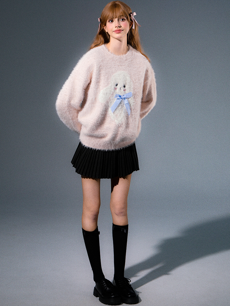 Bear Rabbit Round Neck Sweater