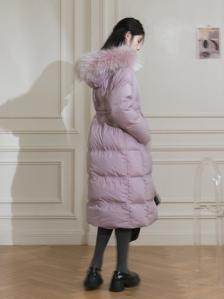 Diamond-shaped Pressed Long Down Jacket