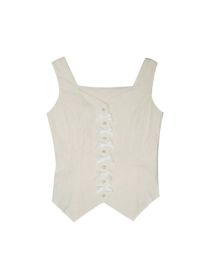 Butfly Buckle Pearl Jacquard Vest