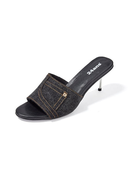 Denim Pin Heel Sandal