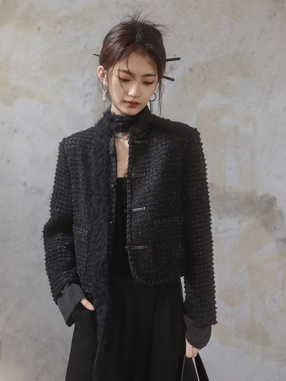 Chinese Style Tweed Short Jacket