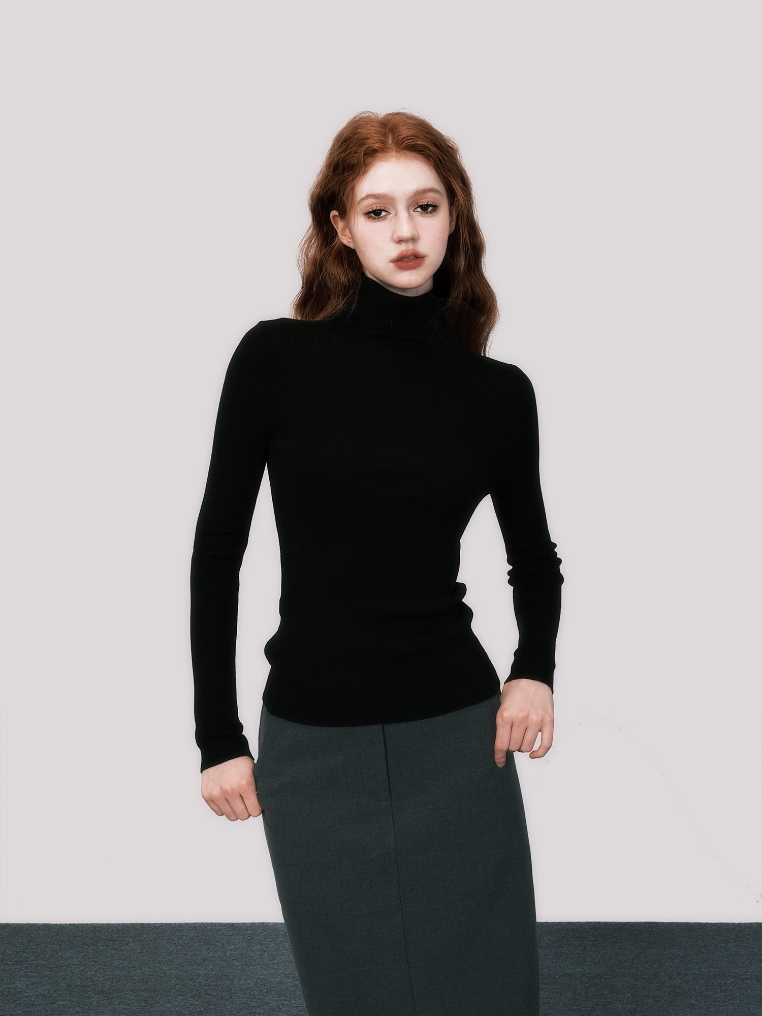 High-Neck Slim Knitted Bottoming Shirt