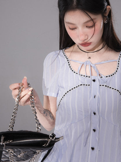 Fishtail Hem Shirt &amp; Mopping Skirt Set-up