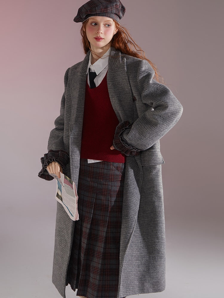 Frill Stitch Double-Breasted Quilted Coat