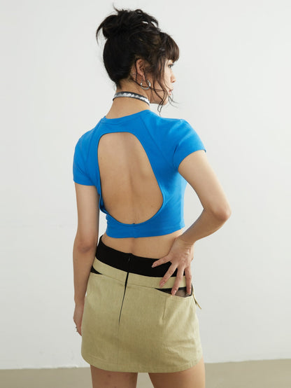 Hollow Backless Ultra-Short T-Shirt