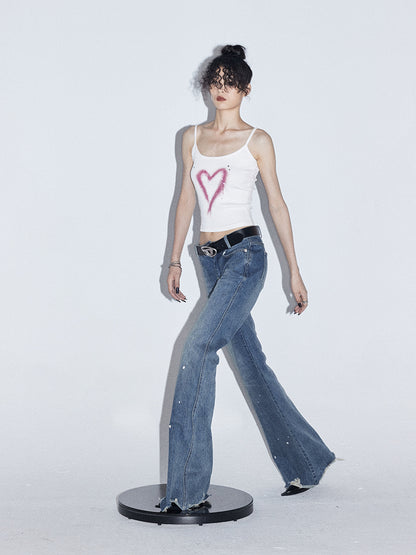 Micro-flared High-waist Denim Pants