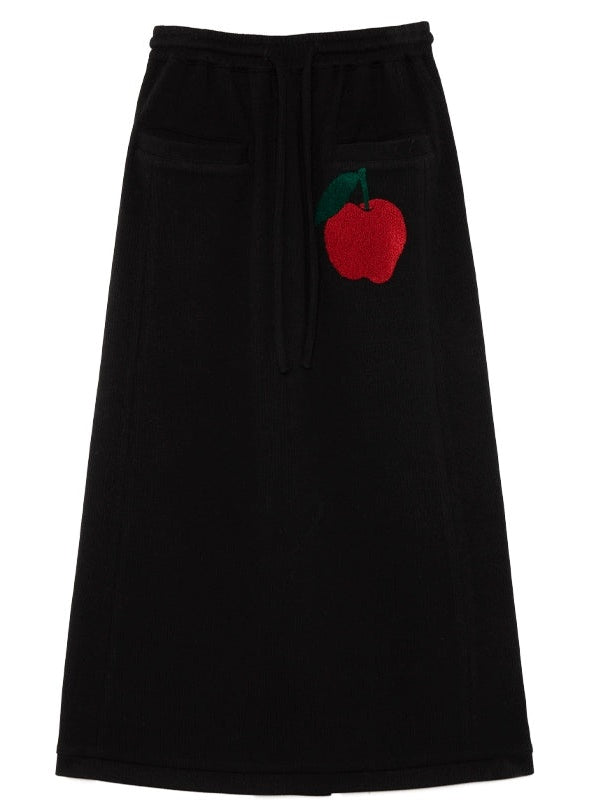 Apple Embroidered Long-sleeved Shirt &amp; Straight Skirt