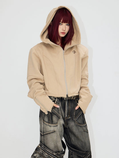 Wide Shoulder Short Zipper Sweat