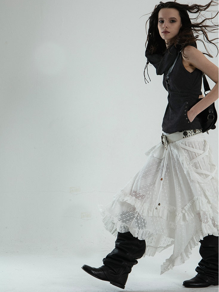 Punk Style Irregular Ruffled Low-waisted Fairy Skirt