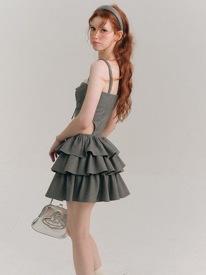 Hollow Suspender Cake Dress