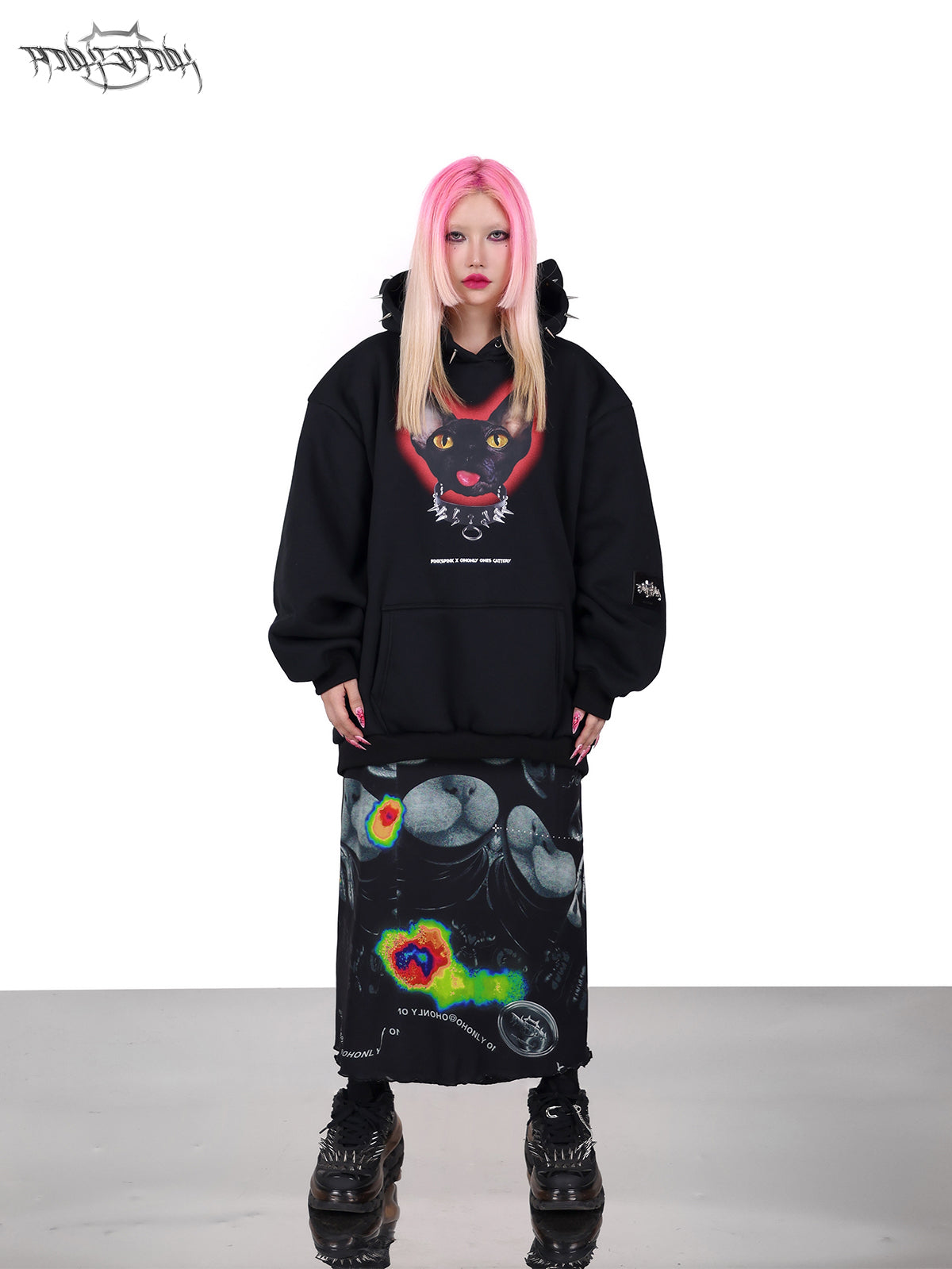 Cat Ear Rivet Rock Punk Sweat Hooded Pullover