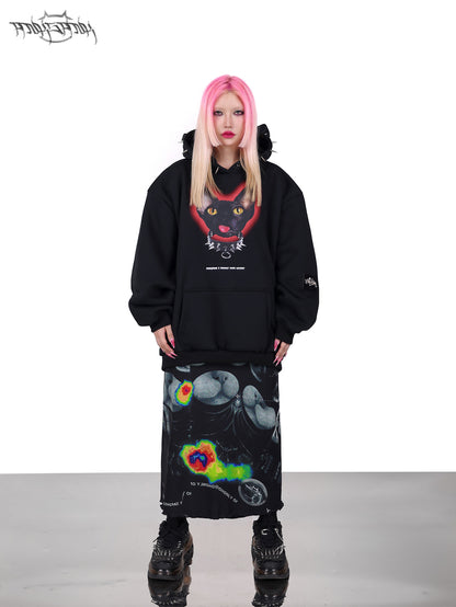 Cat oreille rivet rock punk sweat hooded pullor