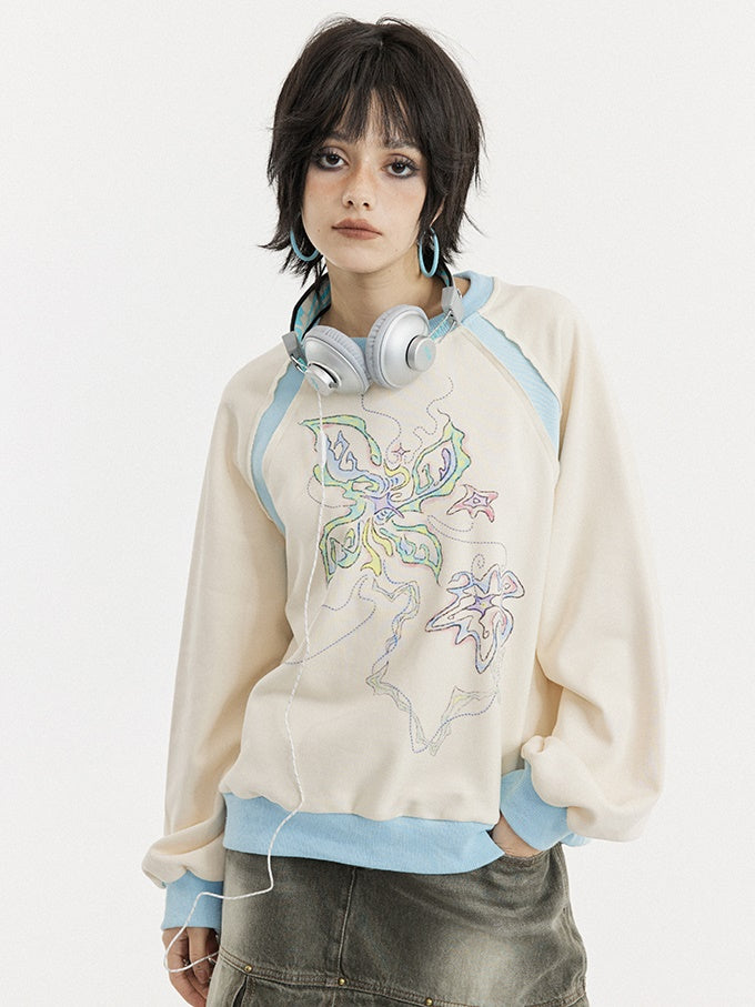 Niche Stitching Printed Long-sleeved Sweat