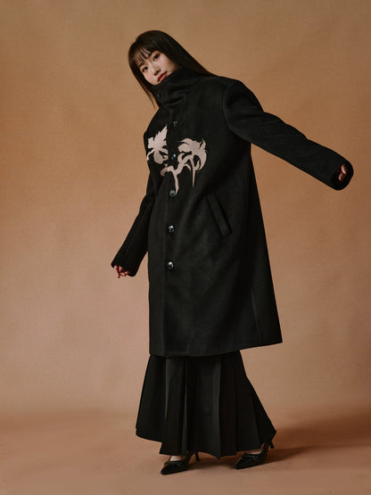 Chinese Style Iris Appliqué Embroidered Coat