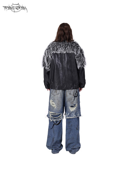 Doppelschicht Super Hole Loose Distressed Jeans