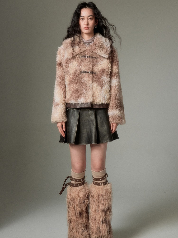 Smudged Color Fur Short Coat