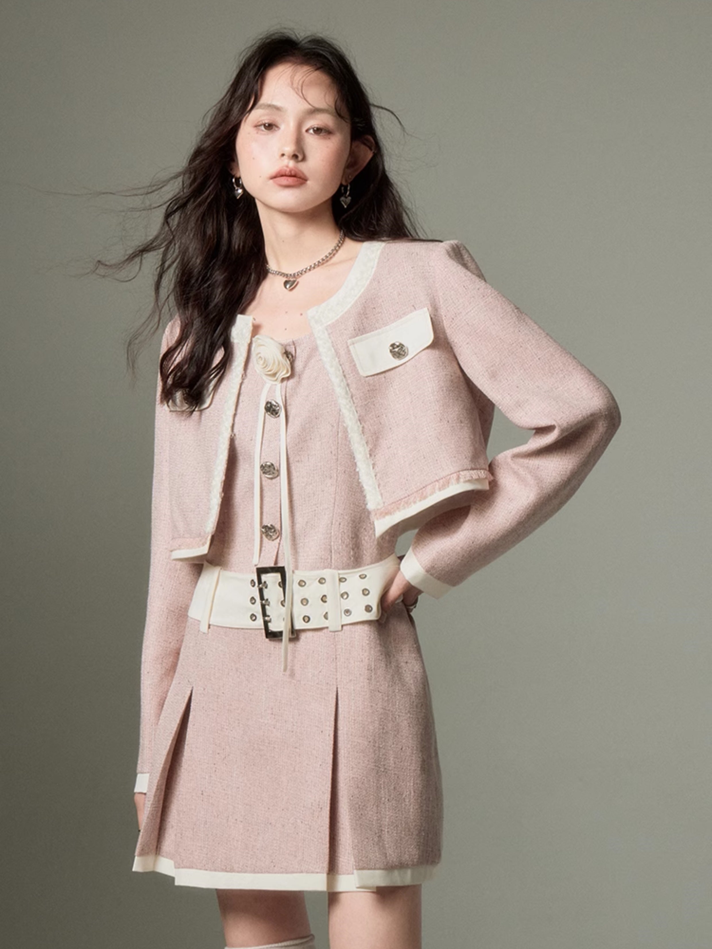 Chic Tweed Short Jacket &amp; Slip Skirt