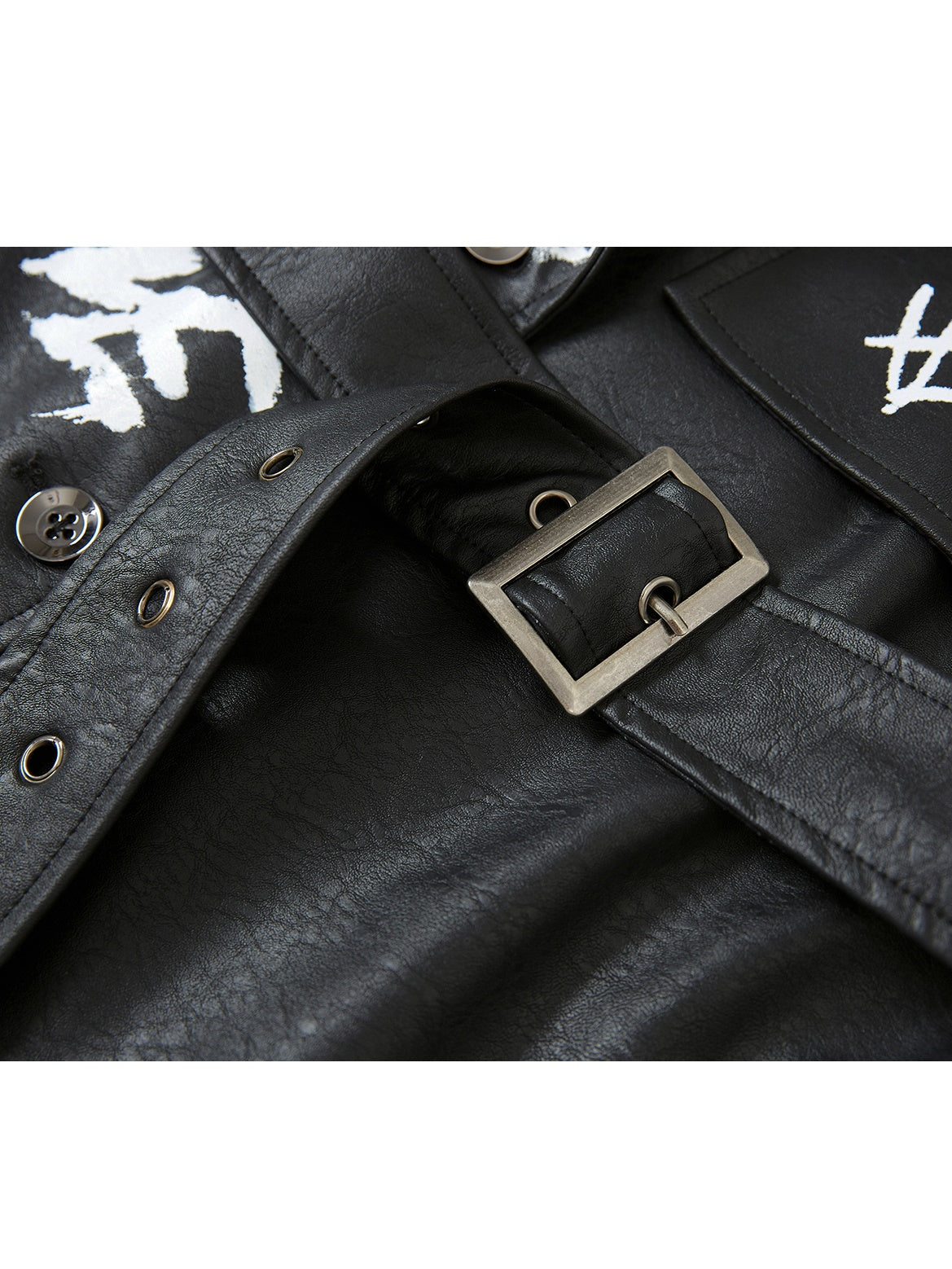 Graffiti Belt Loose Leather Coat