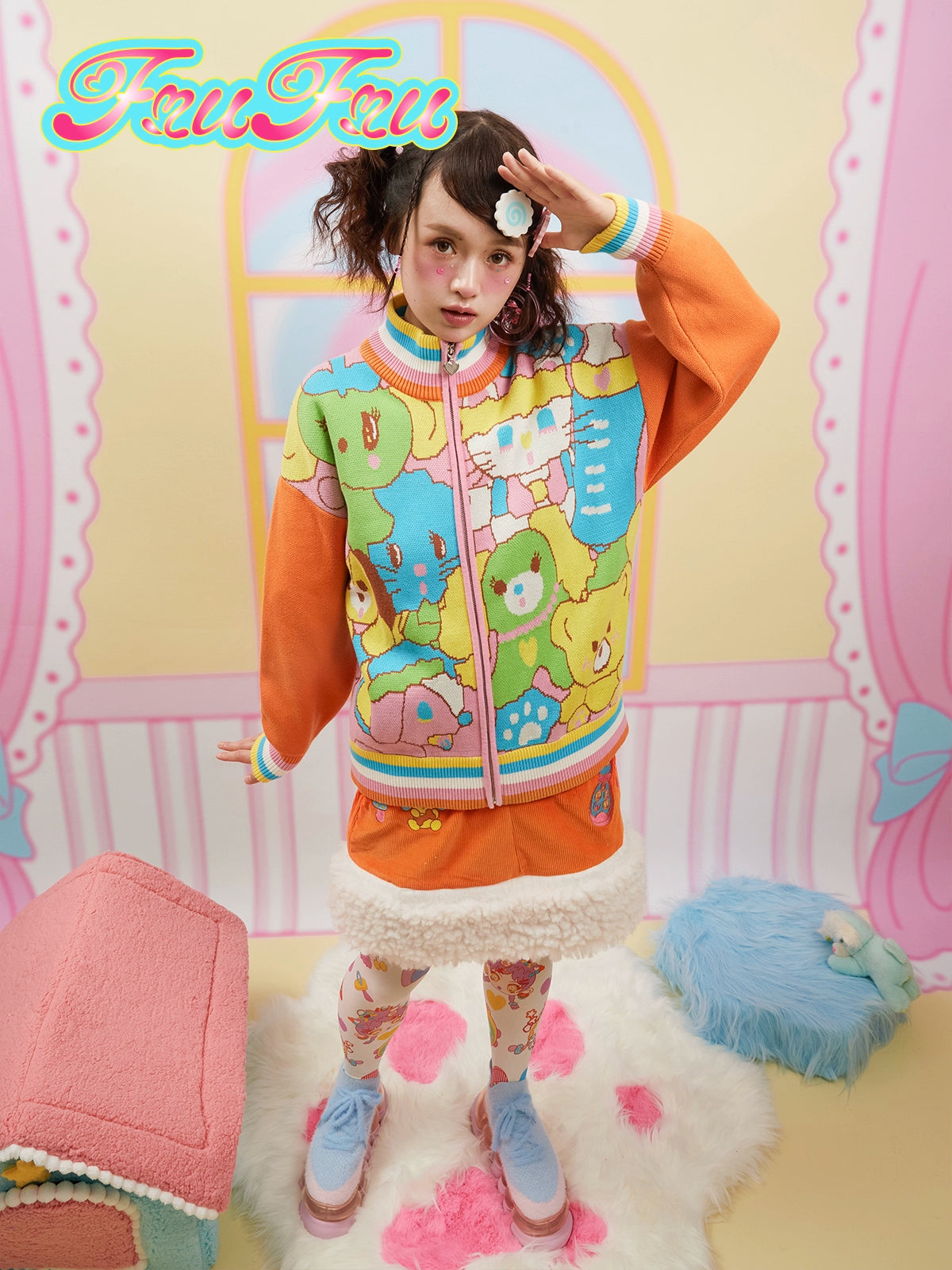 Cartoon Retro Retro Tricot Cardigan Veste