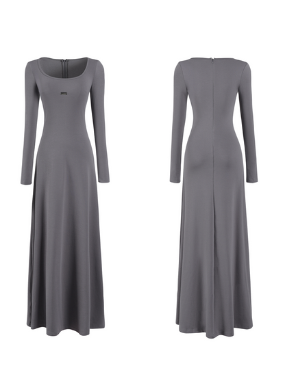 Square Collar Slim Long Dress