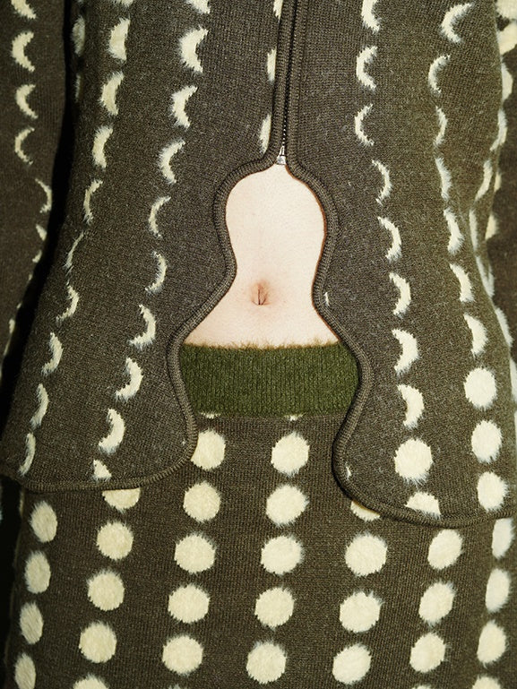 Polka Dot Kontrast gestrickte Pulloverjacke und Rock