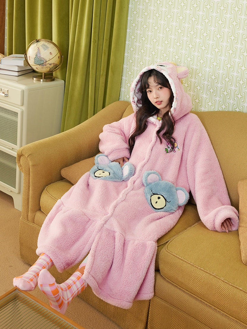 BoA Hooded Long One-piece Pajamas