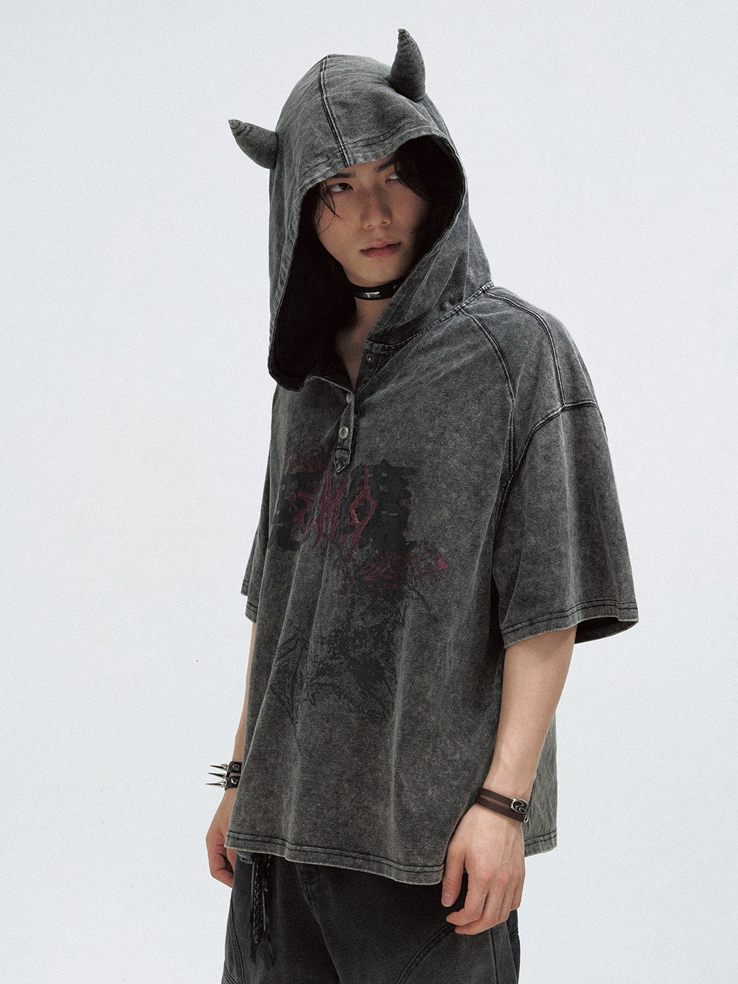 Devil Old Washed Hooded T-shirt