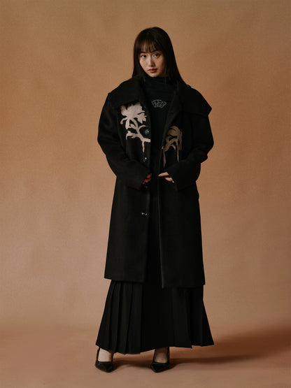 Chinese Style Iris Appliqué Embroidered Coat