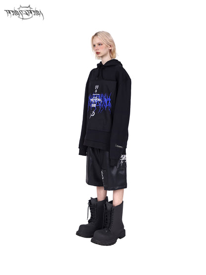 LOGO Embroidered Genderless Hooded Sweat