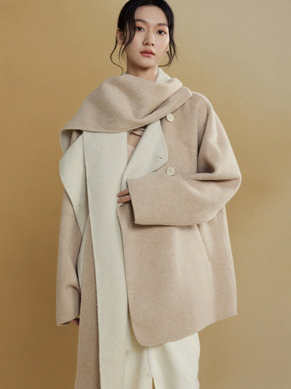 Loose Double-folded Scarf Double-sided Coat