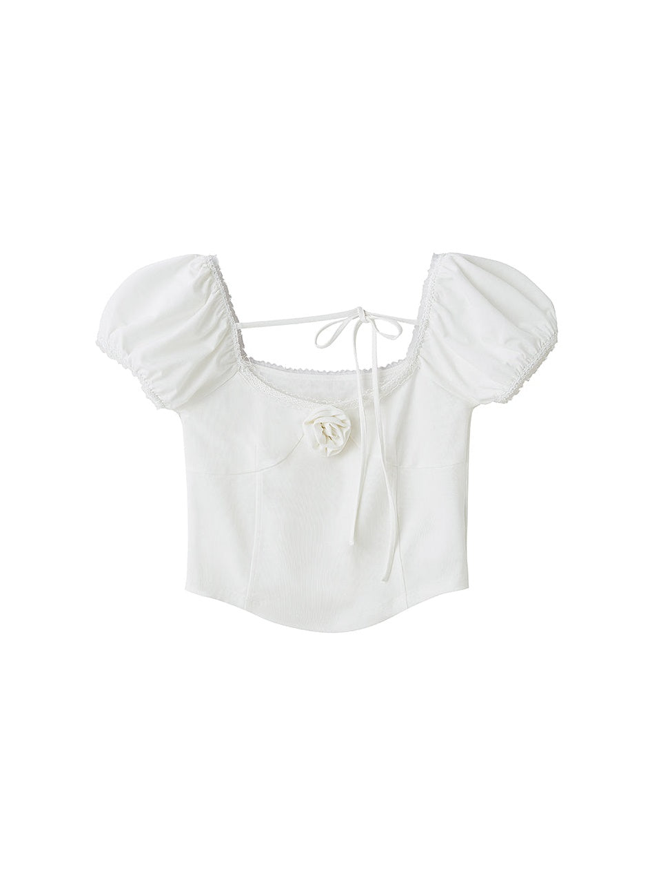 Rose Desire Square Neck Puff Ärmel T-Shirt