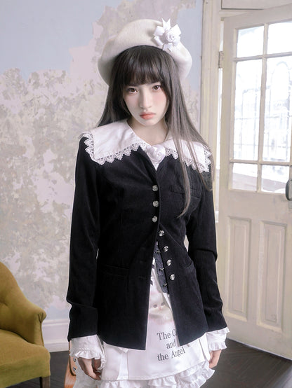 Bow Rose Jacquard Long Sleeve Shirt