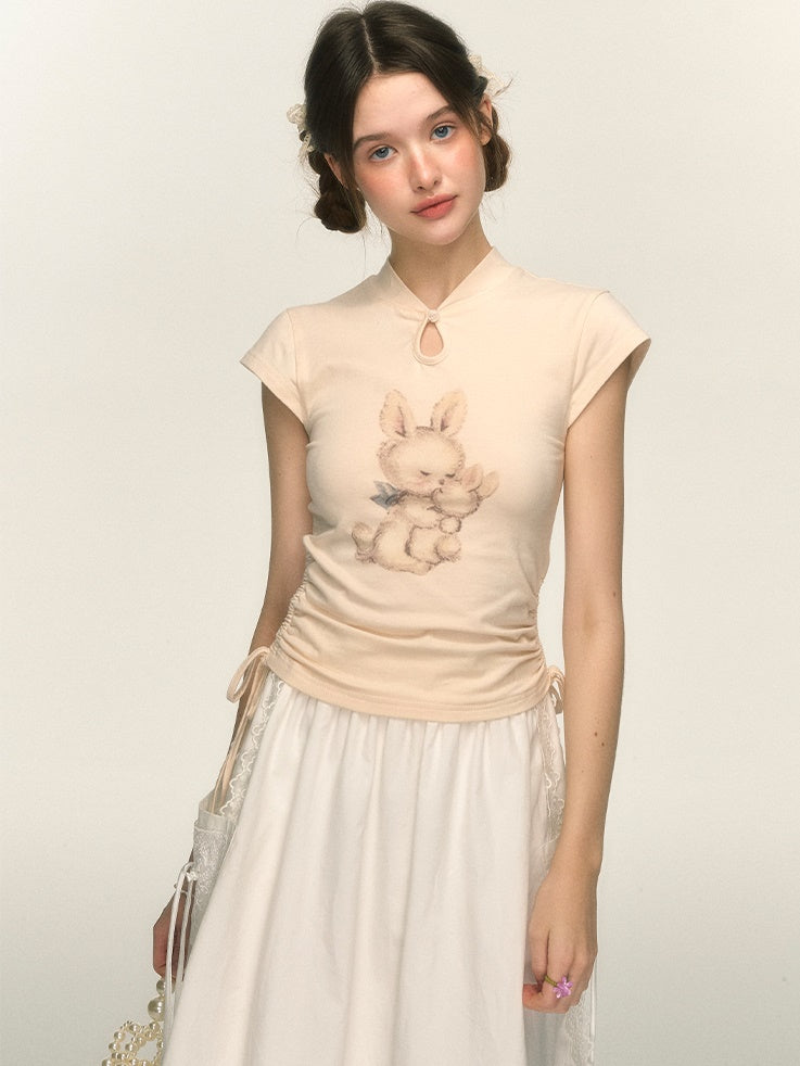 Chinese Style Rabbit Print Drawstring T-shirt – ARCANA ARCHIVE