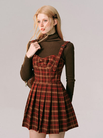 Plaid Slip Pleated Dress