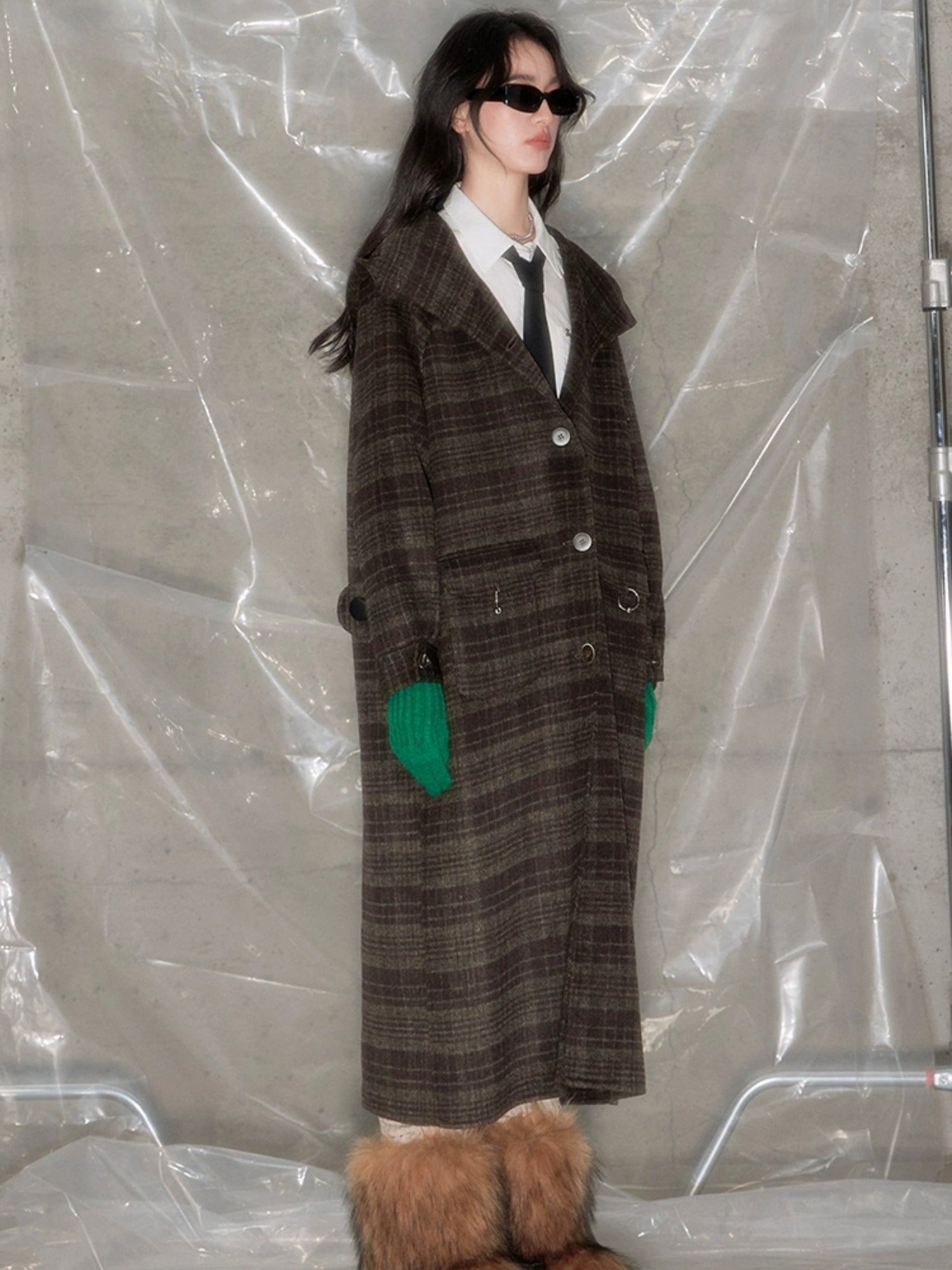 Plaid Hooded Double-sided Coat