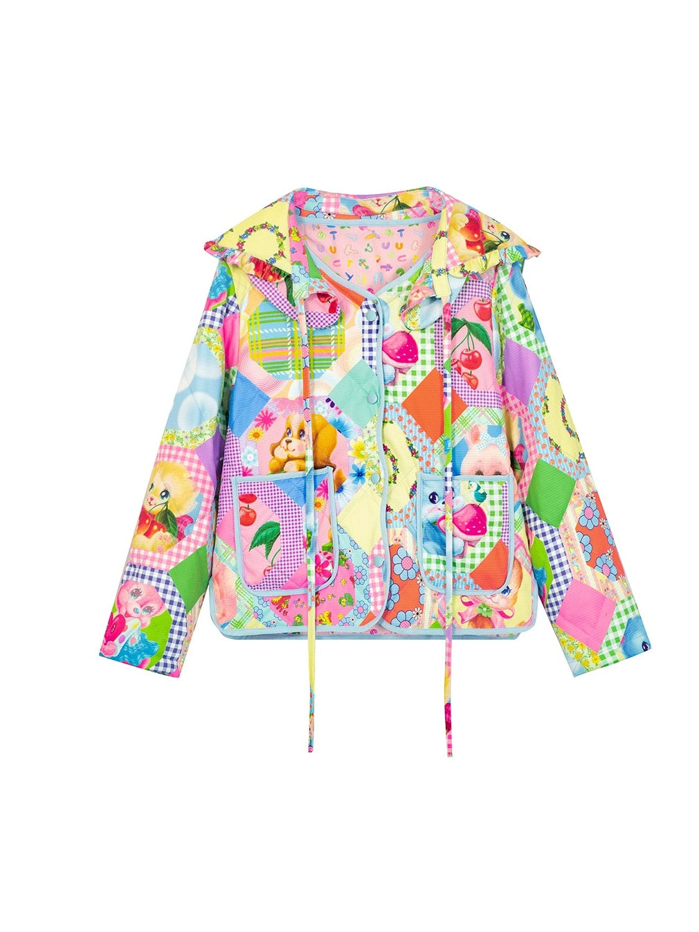 Detachable Hood Patchwork Printed Jacket