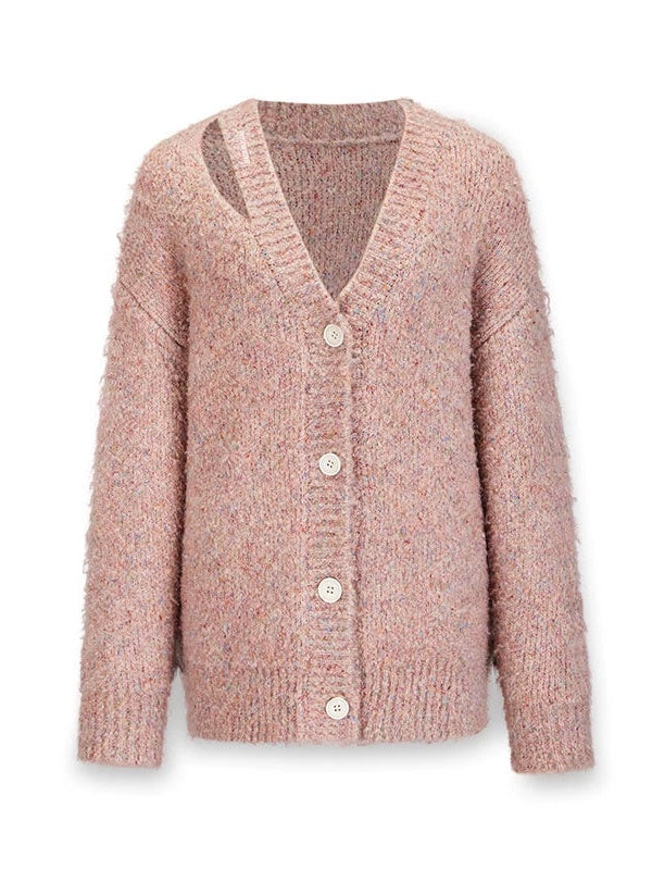 Cardigan en tricot en V découpé en V