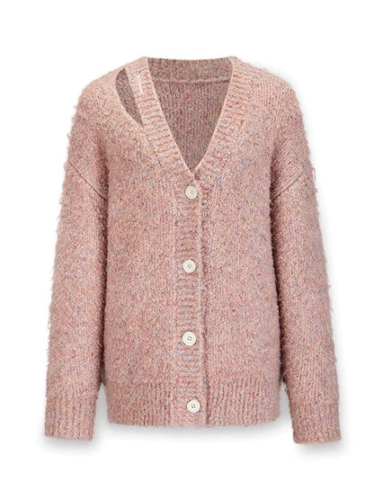 Cut-out V-neck Knitted Cardigan