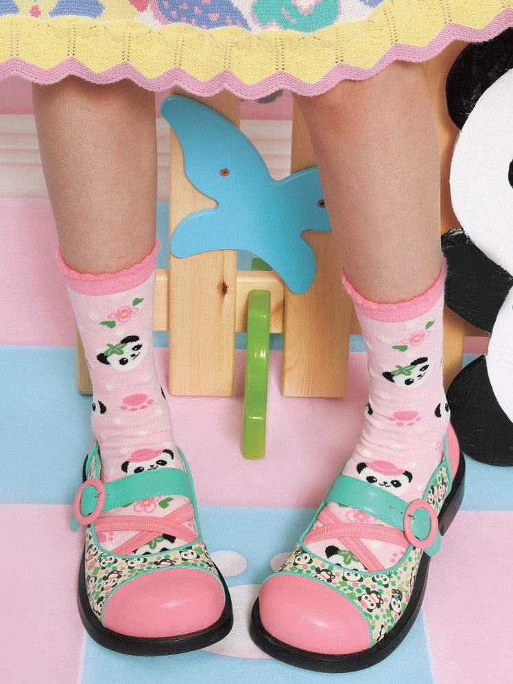 Cartoon Colorful Panda Mid-calf Socks Set